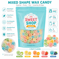 Bonbons de cire JINGYI formes variées 450g, sachet refermable, multicolores, assortiment de mini bonbons fruités moelleux fourrés à la liqueur