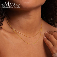 Collier à maillons fins polyvalent EMANCO en acier inoxydable PVD pour femme, couleur or/argent 14 carats, géométrique, pour le bureau/le travail, fiançailles