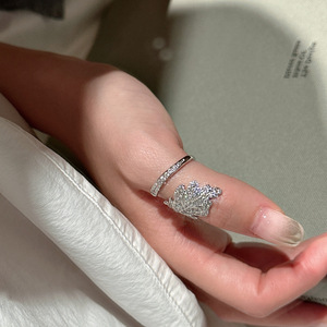 S925 Pure Silver Leaf <b>Ring</b> Elegant Luxury Simple Design with Micro Vintage Medieval Inlaid Leaf Stylish <b>Opening</b> <b>Ring</b> - Product Image 1