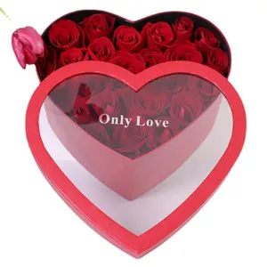 Wholesale Custom Display Flower Bouquet Set Die Cutting Heart Shape Cardboard Gift Packaging Box For Roses