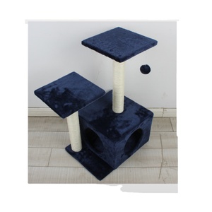 Árbol para <span class=keywords><strong>Gatos</strong></span> Moderno de Lujo de Madera Maciza, <span class=keywords><strong>Torre</strong></span> Azul de Peluche para Escalar y Rascar, Cama y Casa para <span class=keywords><strong>Gatos</strong></span> con Rascadores de Sisal - Product Image 1