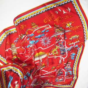 Écharpe carrée en soie 100% pour femme, 90 cm, rouge, grande taille, roulée à la main, châle de plage, écharpes pour femmes, cadeau mémorable pour la fête des mères, fête chinoise - Product Image 4