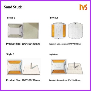 مسامير عاكسة مضادة للصدأ مصنوعة من الألومنيوم المصبوب وملء بالرمل، بشعار مربع بارز، مقاومة للضغط، ذات وجهين للطرق - Product Image 2