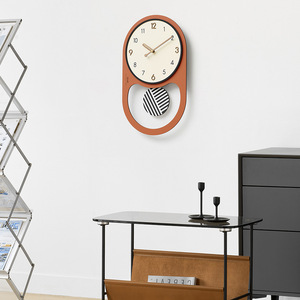 Wozoom <b>Wall</b> <b>Clock</b> Oval 29cm X 47.5cm <b>Silent</b> Quartz Battery Powered Living Room Decoration Modern Minimalist Style - Product Image 2