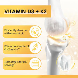 Vitamine D3 K2 Capsule 5000 UI (125 mcg) Vitamine D3 K2 MK-7 100 mcg Supplément de vitamines pour le soutien des os, des dents, des muscles et du système immunitaire - Product Image 2