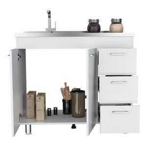 Évier utilitaire Kisco DB en granit et porcelaine composite blanc, cuvette simple en forme de rectangle avec un trou, style cuisine - Product Image 4