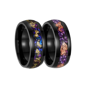 Gioielli da uomo di moda 8mm pietra viola lamina dorata intarsio nero in acciaio inossidabile <span class=keywords><strong>anelli</strong></span> <span class=keywords><strong>per</strong></span> matrimonio fidanzamento anniversario regalo - Product Image 1
