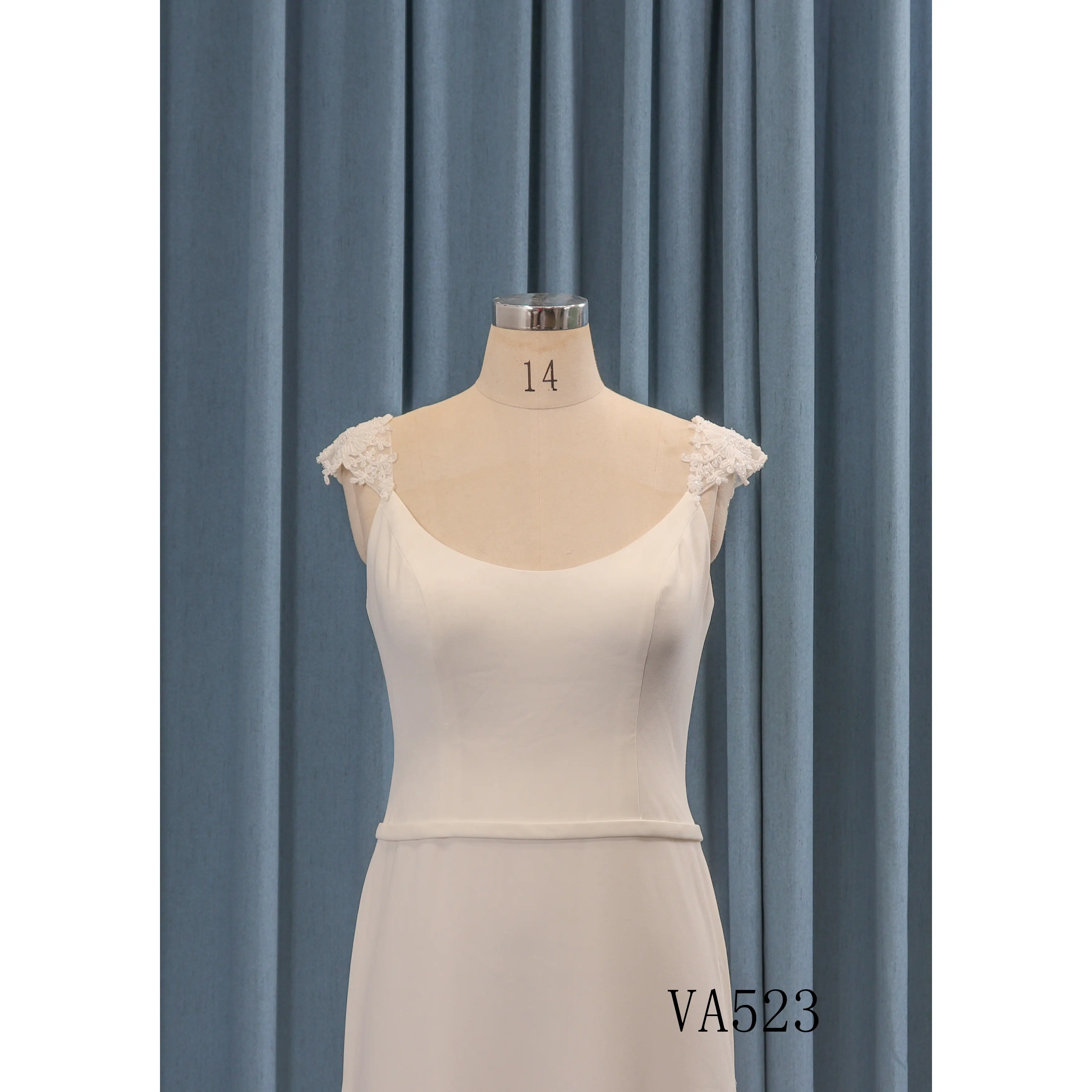 Простое платье из крепированной ткани с круглым вырезом спереди, простое свадебное платье из крепированной ткани с глубоким v-образным вырезом