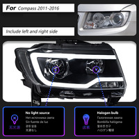 Conjunto de Faros LED Estilo Grand Cherokee XUNBAI para Compass MK49 2011-2016, Lente de Proyector, DRL, Actualización Retrofit, 12V, 1 Año de Garantía