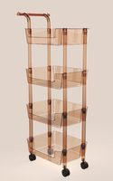 Étagère d'angle triple en plastique moderne, autoportante, multi-niveaux, coulissante, écologique et durable pour salle de bain et cuisine