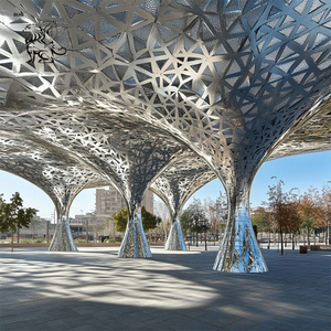 Decoração exterior personalizada Modern Abstract Public Art Sunshade Pavilion Stainless Steel <span class=keywords><strong>Metal</strong></span> Tree Escultura <span class=keywords><strong>Gazebo</strong></span> - Product Image 5