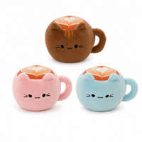 Grosir Pabrik Set Boneka Mug Latte Kartun Super Lembut Warna Coklat Pink Biru 8 inci, Mainan Boneka Isi Dakron untuk Hadiah Mesin Cakar