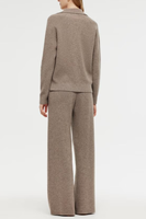 Ensemble deux pièces élégant pour femme en cachemire/laine tricoté avec col en V, pantalon long, tissu doux, coupe classique