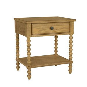 โต๊ะข้างเตียงไม้ธรรมชาติ 1 ลิ้นชัก พร้อมชั้นวางของ - Product Image 3