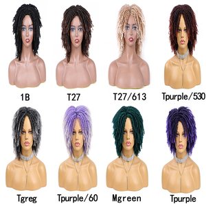Trenzado sintético Dreadlock Negro Africano Faux Locs <span class=keywords><strong>Diadema</strong></span> Crochet <span class=keywords><strong>Corto</strong></span> Afro Dreadlock Locs Peluca con extremo rizado - Product Image 5
