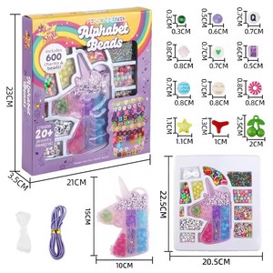 <span class=keywords><strong>Kit</strong></span> de fabrication de bijoux en perles de plastique pour enfants, ensemble d'artisanat pour filles, collier et <span class=keywords><strong>bracelet</strong></span> faits à la main en perles de plastique - Product Image 5