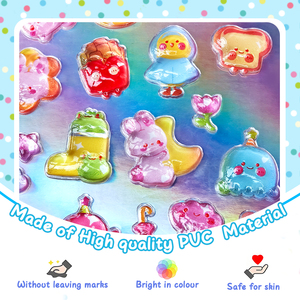 Wholesale Anime 3D Transparent Eco-friendly PVC Reusable Matte Varnishing Drop Epoxy Stickers Custom Jelly Crystal Decoration - Product Image 3