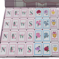 Tuiles de Mahjong en Acrylique Brillant Durable, Pliables, Résistantes à l'Eau, Portables, Motif Personnalisé de Luxe, pour 4 Joueurs, Utilisation Universelle, Cadeau