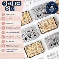 Niedliche Bären-Holzstempel-Set 12-teilig Mini Gummi-Kawaii-Tiere für Journaling Scrapbooking Kartenherstellung Planer Kinder DIY Basteln