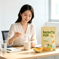 Astaxanthine Beauty Glow Milk Powder Drink Mix 18g 10 Sachets Saveur Melon Formule Alimentaire
