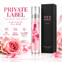 Gloss à lèvres RTS 5ml à la vraie rose, effet nacré, brillance intense, hydratant, 3 styles, faible MOQ 3 pièces, vente en gros, logo personnalisé