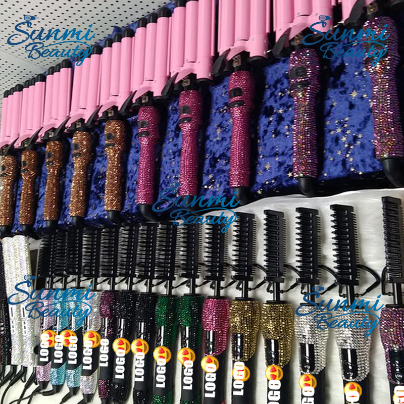 Private label Professional High Temperature Settings With LED Indicator 6 In 1 Interchangeable Curling Wand Set Hair Curler Wand