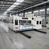 Ligne de production de carton ondulé 3 plis avec impression flexographique, découpe, pliage et collage