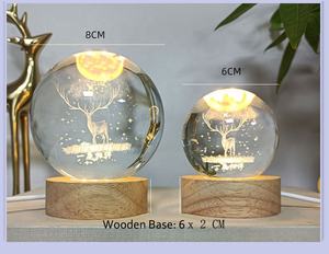 Planètes 3D Boule de Verre Boule de Cristal avec Support de Lampe à Led Système Solaire Boule de Cristal de Lune Lampe de Nuit Lumière Chaude - Product Image 6