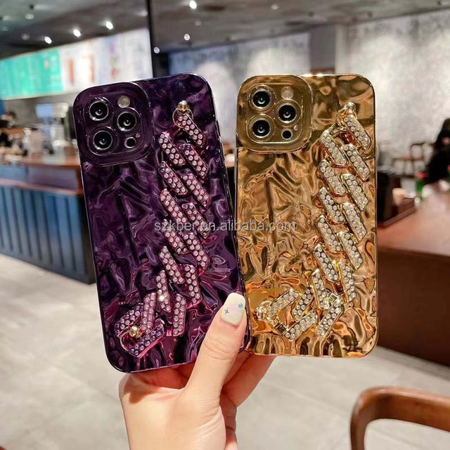 Lovely Bling Diamond Bracelet Chain Glitter TPU Plating Mobile Phone Back Cover Case for Samsung Galaxy A10S M01S A20S A20 A30