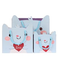 Op voorraad Cartoon Kat Vorm Cadeau Papieren Tas Creatief Uniek Valentijnsdag Cadeautasjes met Handvatten
