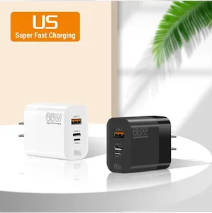 Cargador Ultra Rápido GaN de 66W Compatible con Teléfonos Móviles Apple, Huawei y Xiaomi con Adaptador de Cargador con Puerto USB para UE/Reino Unido/EE. UU. - Product Image 4