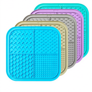 Silicone Feeding <b>Mat</b> for <b>Dogs</b> Cats Non-Slip Geometric Pattern <b>Waterproof</b> Indoor Use Blue Purple Gray Beige Teal - Product Image 1