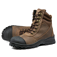 Bottes de travail pour hommes en cuir Crazy Horse marron d'Australie avec fermeture éclair latérale, embout en acier de sécurité et protection anti-perforation