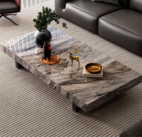 Table basse en marbre moderne italienne de luxe minimaliste avec cadre en métal pour salon Maison - Durable et facile à nettoyer