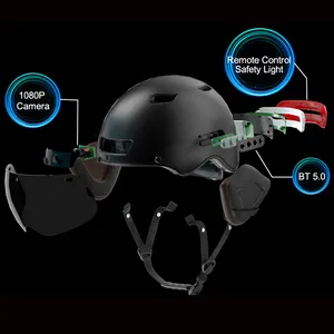 Helm Keselamatan Berkendara Cerdas Dilengkapi Kamera Mikrofon Speaker Helm Sepeda Motor dengan Lampu Peringatan Led Helm Sepeda Motor