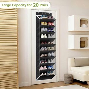 10 Tiers Mesh <b>Over</b> <b>Door</b> Shoe Organizer Storage, Hanging Shoe Holder for <b>Door</b> with Large Deep Pockets - Product Image 4