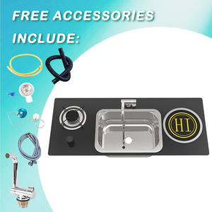 Combo de Cocina Todo en Uno para RV, Zona de Cocción Doble, Fregadero Integrado, Resistente a Impactos, para <span class=keywords><strong>Autocaravanas</strong></span>, Barcos, Cocina Integrada para RV, JDA - Product Image 6