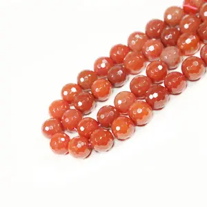 16mm Gemstone Beads Natural Red Agate Faceted Round Beads for DIY Bracelet and Necklace Making