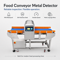 Détecteur de métaux en acier inoxydable 304 étanche IP65 pour convoyeur alimentaire avec vitesse variable et menu multilingue