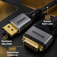 Câble adaptateur DP vers DVI 1080P Full HD plaqué or, cordon DP vers DVI avec puce IC intégrée pour PC, ordinateur portable, moniteur, projecteur
