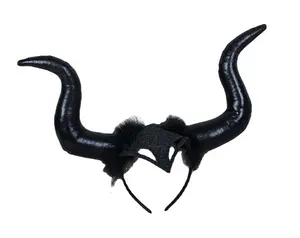 Large Ox Horn Demon Hair Hoop Headdress With Decorative Buckle Popular Halloween Ghost Festival Costume Ball Party Props