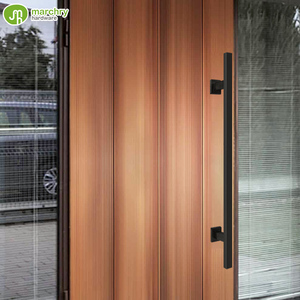 Poignée de porte longue en bois avec rosette carrée en acier inoxydable 304 pour porte commerciale - Product Image 1