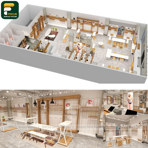 Luxury Apparel Shop <b>Display</b> <b>Cabinet</b> Fashion Rack <b>Wall</b> Shelf Cashier Counter Mirror Boutique Wardrobe Fixture - Product Image 6