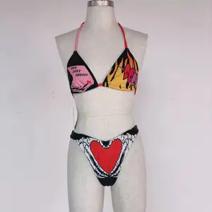 Sexy Badmode Damesprint Bikini 'S Met Print Badpak Driehoekige Strandkleding