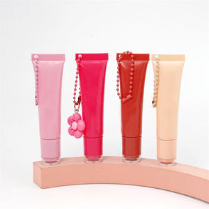 หลอดลิปกลอสแบบเติมได้ขนาด 15 มล. สีชมพูน้ำตาล พร้อมฝาเกลียวพลาสติก บรรจุภัณฑ์หลอดบีบสำหรับลิปออยล์แบบกำหนดเองได้ - Product Image 1