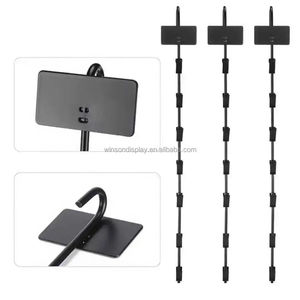 Supermarket Hanging Merchandise Strips With <b>Hooks</b> Metal Display <b>Clip</b> Strips for Retail Display With Label Header - Product Image 5