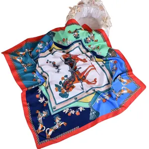 Высококачественный Роскошный дизайнерский квадратный саржевый шелковый шарф, женский шейный платок, шелковые банданы на заказ