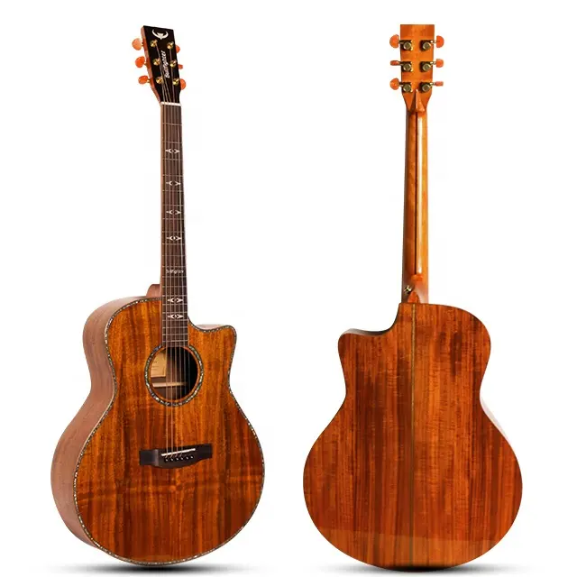 OEM D1M 41 इंच पेशेवर प्राकृतिक रंग बबूल शीर्ष ठोस कोआ WoodSize उच्च चमक गिटार ध्वनिक गिटार