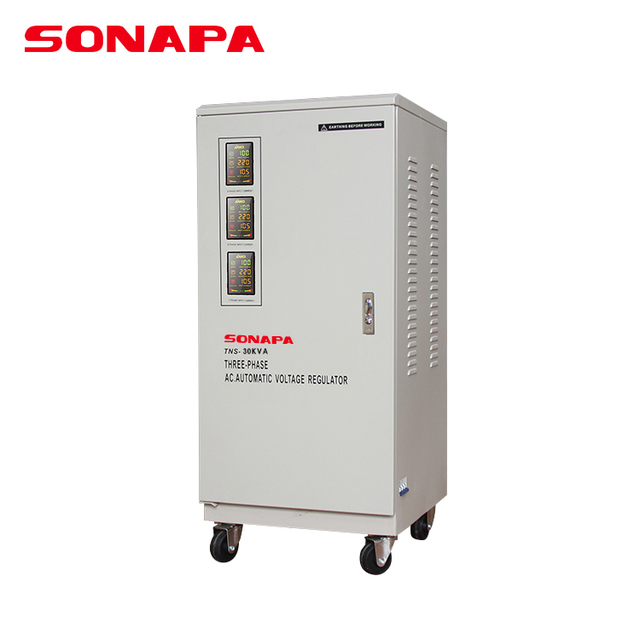 TNS Series 3 Phase 415V 30kw Digital Display High Power Avr Voltage Stabilizer the Power 80% When Input Voltage 380VA AC