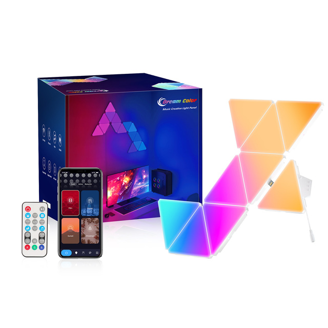 Smart RGB Triangle LED Panels Custom Logo Gaming Wall Lights for Ambilight TV Modern Design Remote White for PC Setup Room Decor